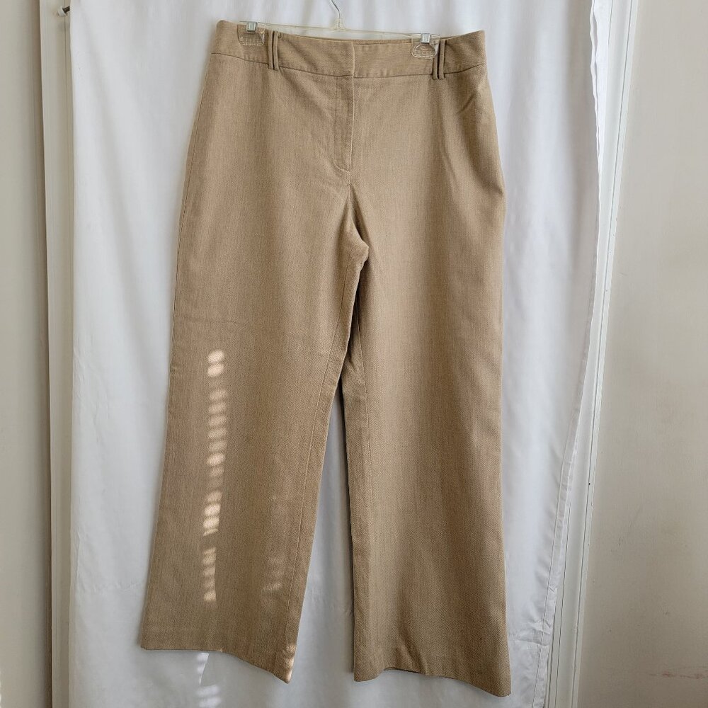 Ann Taylor Loft Women's Wool Blend Tan Wide Leg Pants Size 14 Plus Size